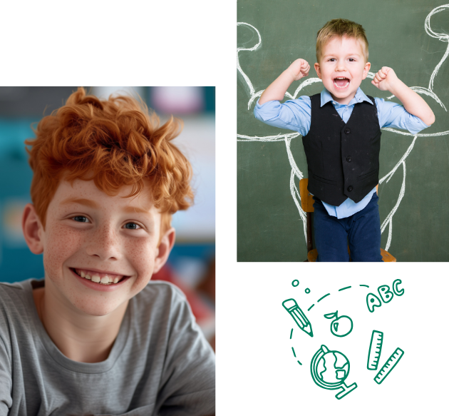 Zwei Kinder die ihren Lernerfolg zeigen